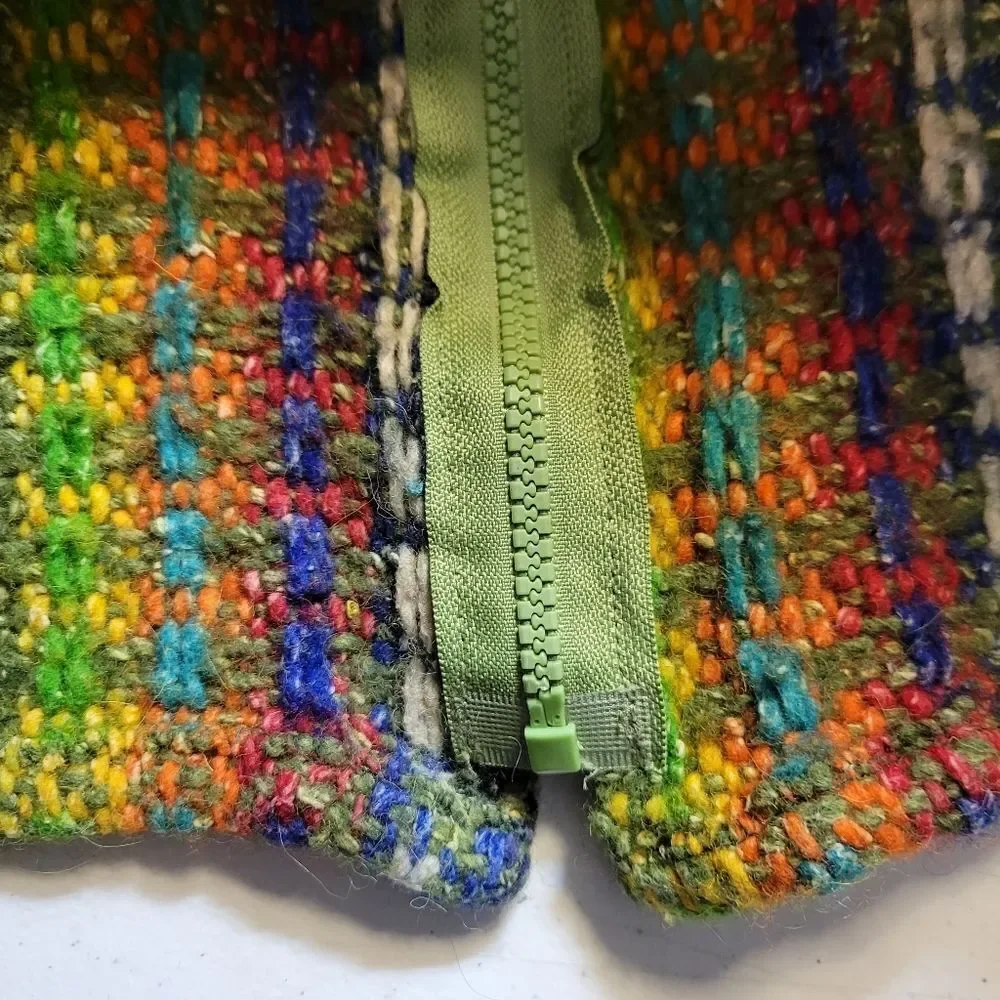 Vintage Hippie Wool Rainbow Woven Knit Full Zip Jacket Unisex 70s?